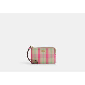 Corner Zip Wristlet With Plaid Print